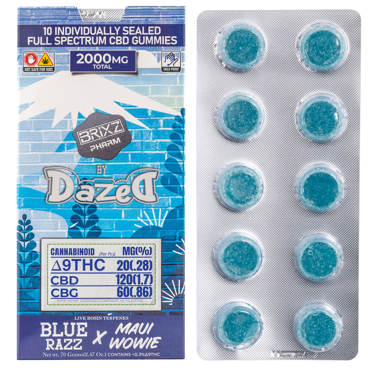 Dazed - Brixz Pharm (D9 THC+CBD) - Gummies & Edibles (2000mg x 5) - MK Distro