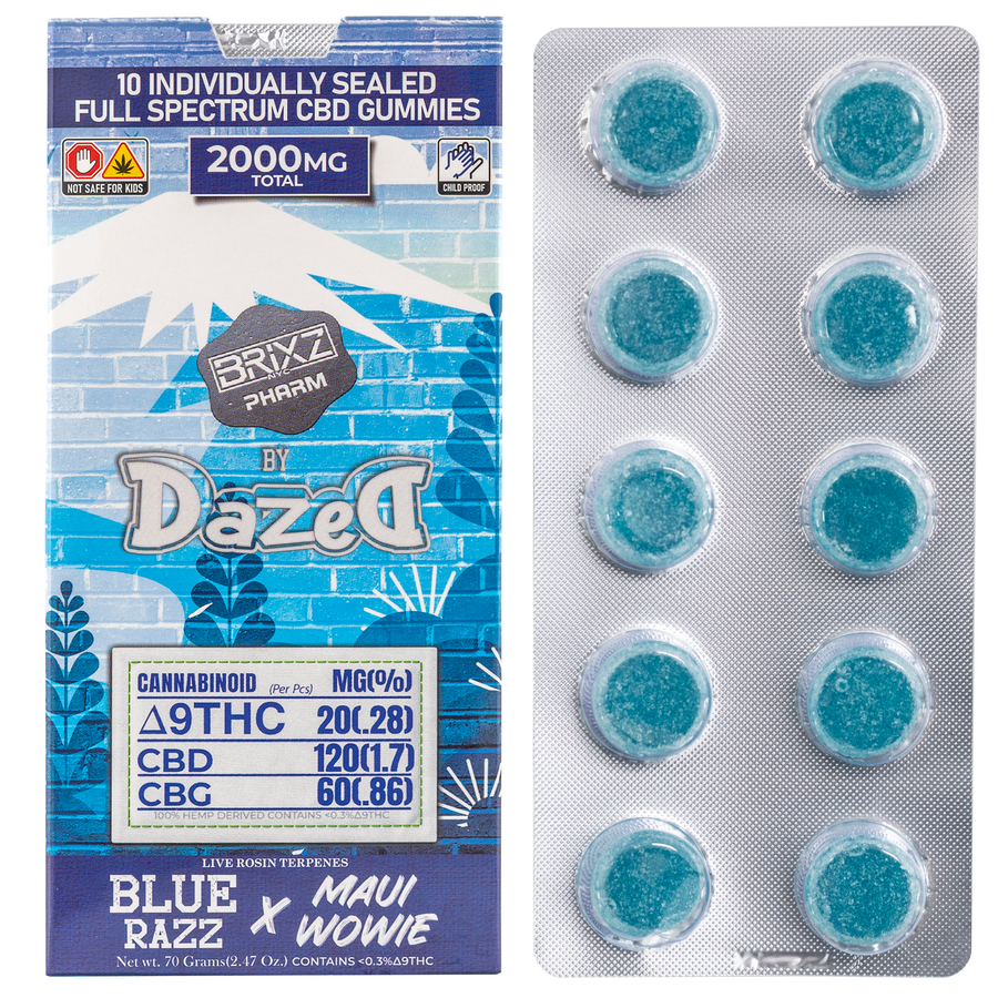 Dazed - Brixz Pharm (D9 THC+CBD) - Gummies & Edibles (2000mg x 5) - MK Distro
