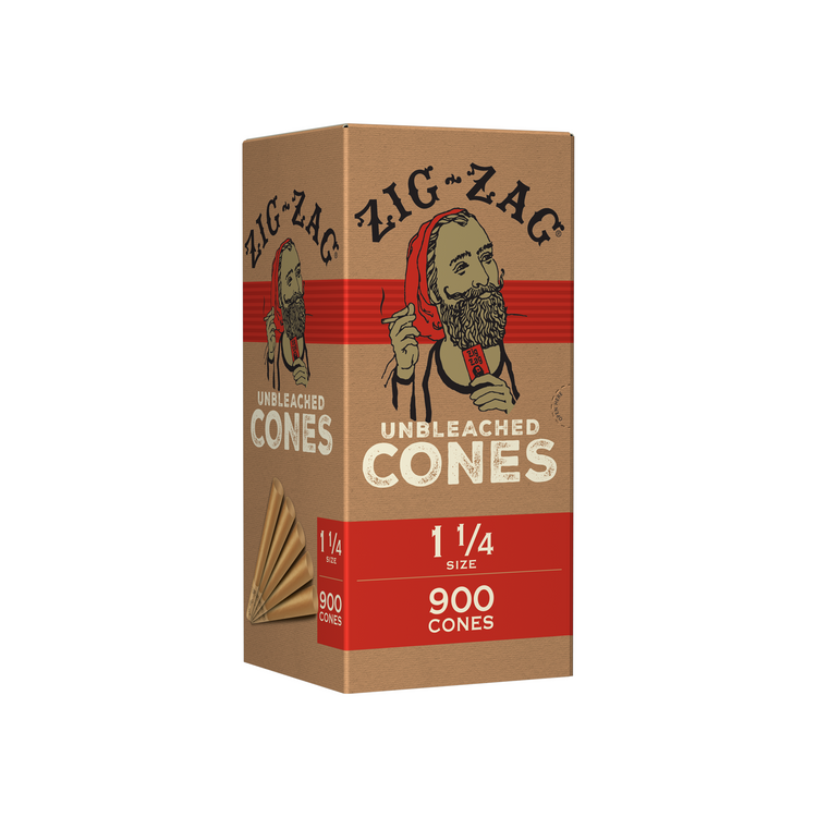 Zig Zag - 1 1/4 Size Unbleached Bulk - Cones (Box of 900) - MK Distro