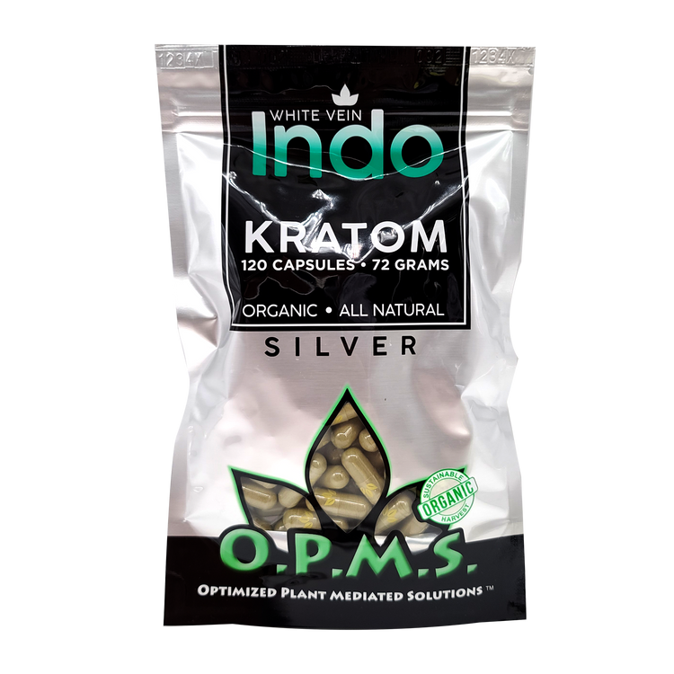 OPMS Silver - Kratom Capsules Bag (120ct / 72g) - MK Distro