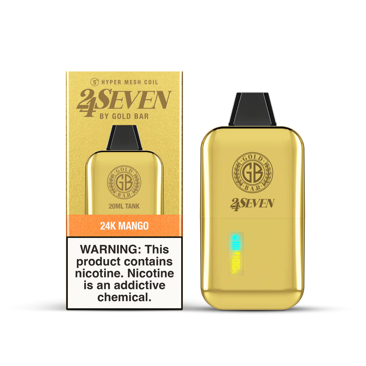 Gold Bar 24 Seven  - Disposable Vape (5% - 24,000 Puffs) - Box of 5