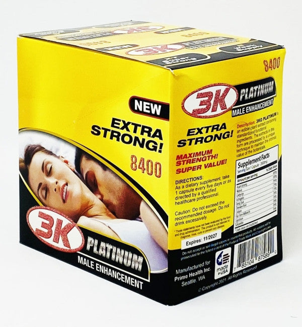 3K Platinum Male Enhancement Extra Strong 8400 - (Box of 24) - MK Distro