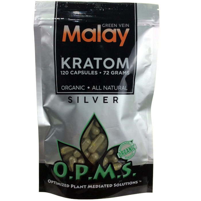 OPMS Silver - Kratom Capsules Bag (120ct / 72g) - MK Distro