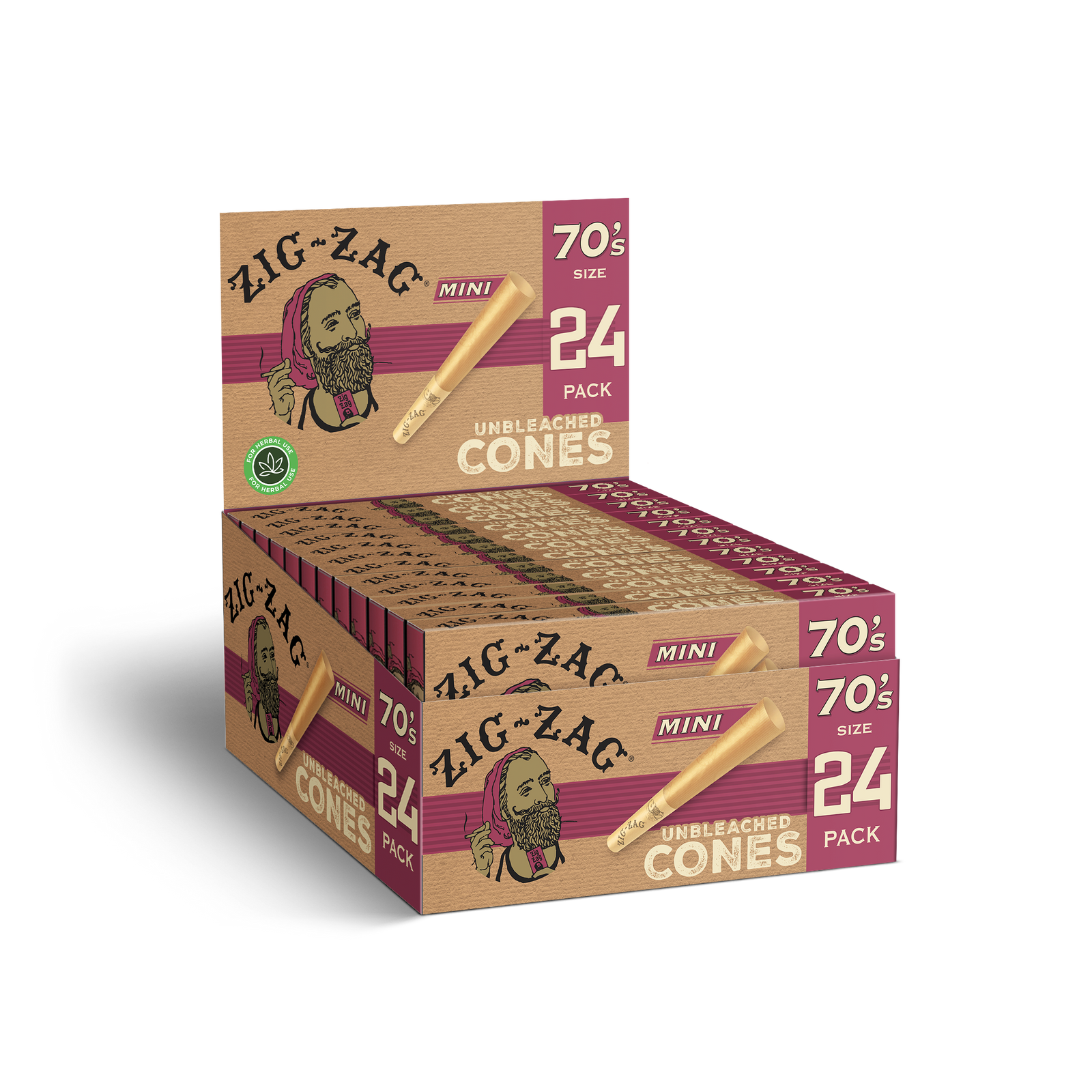 Zig Zag - 70's Mini Unbleached - Cones (12 x 24 Cones) - MK Distro