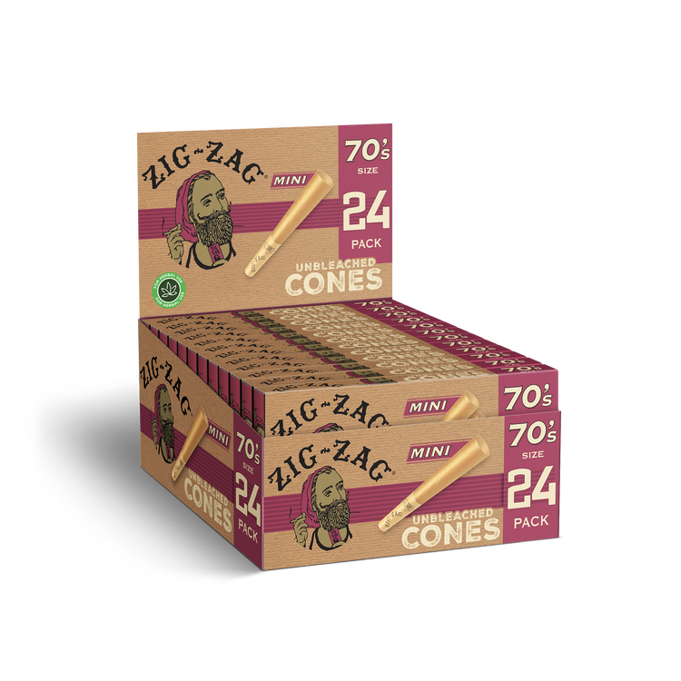 Zig Zag - 70's Mini Unbleached - Cones (12 x 24 Cones) - MK Distro