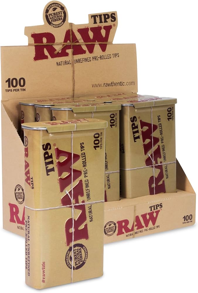 Raw - Authentic Pre-Rolled Tips - (100 tips x 6 tins)