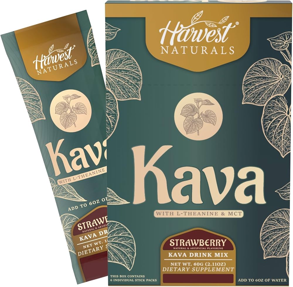 Harvest Naturals Kava - (L-Theanine&MCT) Drink Mix - Pack of 6