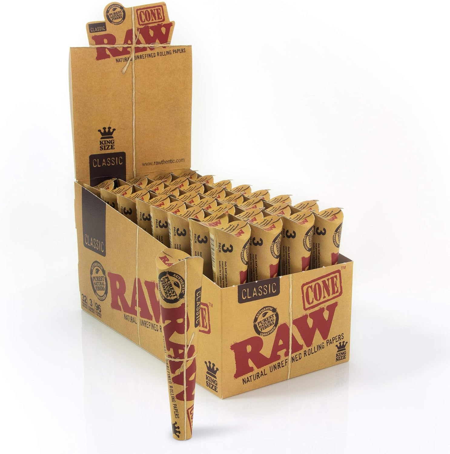 Raw Classic King Size - Cones (3 Cones x 32 Packs)