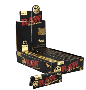 RAW - Classic Black 1 1/4 Size - Rolling Papers (24 x 50 Papers) - MK Distro