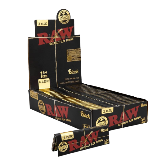 RAW - Classic Black 1 1/4 Size - Rolling Papers (24 x 50 Papers) - MK Distro