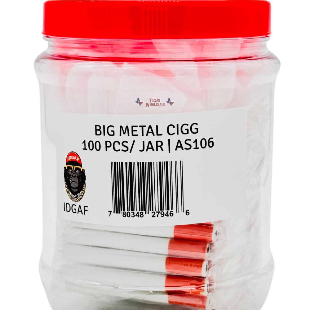 Big Metal Cigg Pipes (AS106) - Jar of 100 - MK Distro
