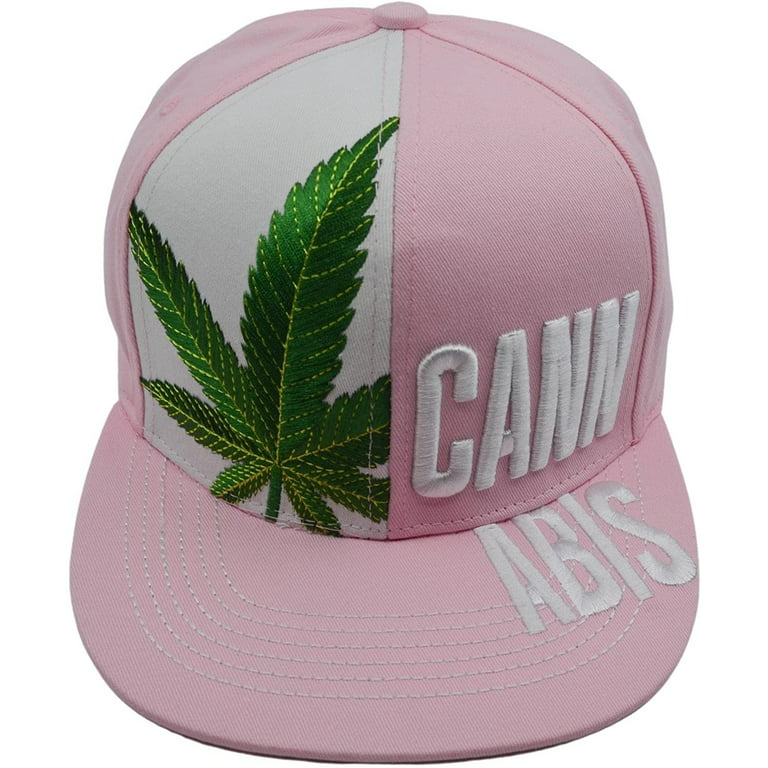 Adjustable Baseball Hat - CANNABIS Marijuana Green Patch (Pink) - MK Distro