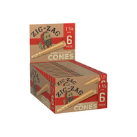 Zig Zag - 1 1/4 Size Unbleached - Cones (24 x 6 Cones) - MK Distro