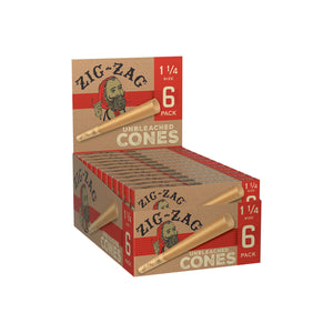 Zig Zag - 1 1/4 Size Unbleached - Cones (24 x 6 Cones) - MK Distro