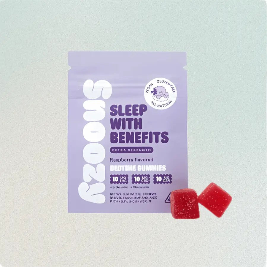 Snoozy -Sleep With Benefits (Extra-Strength BedTime Gummies 10mg THC + 10mg CBD + 10mg CBN) - Box of 20