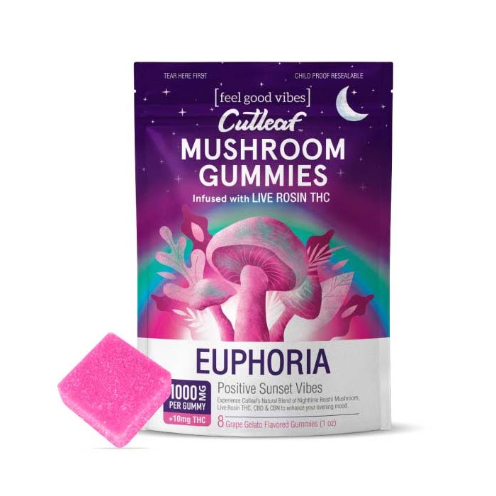 Cutleaf - Sunset Euphoria Mushroom (Live Rosin THC) - Gummies & Edibles (8000mg) - MK Distro