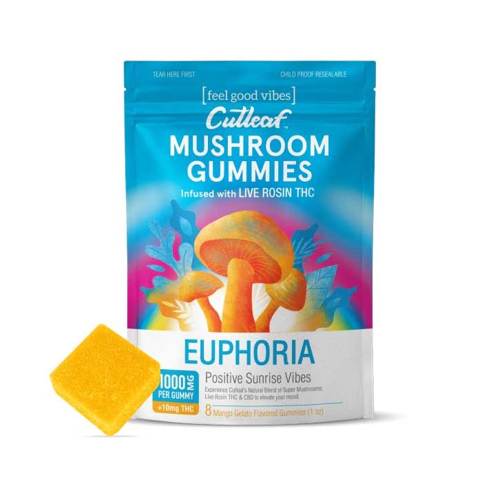 Cutleaf - Sunrise Euphoria Mushroom (Live Rosin THC) - Gummies & Edibles (8000mg) - MK Distro