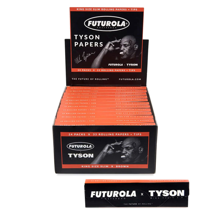 Tyson 2.0 x Futurola x Rolling Papers + Tips Brown - King Size (24 x 33 Papers) - MK Distro