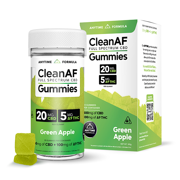 Clean AF - Full Spectrum CBD Gummies (20mg CBD + 5mg D9 THC)