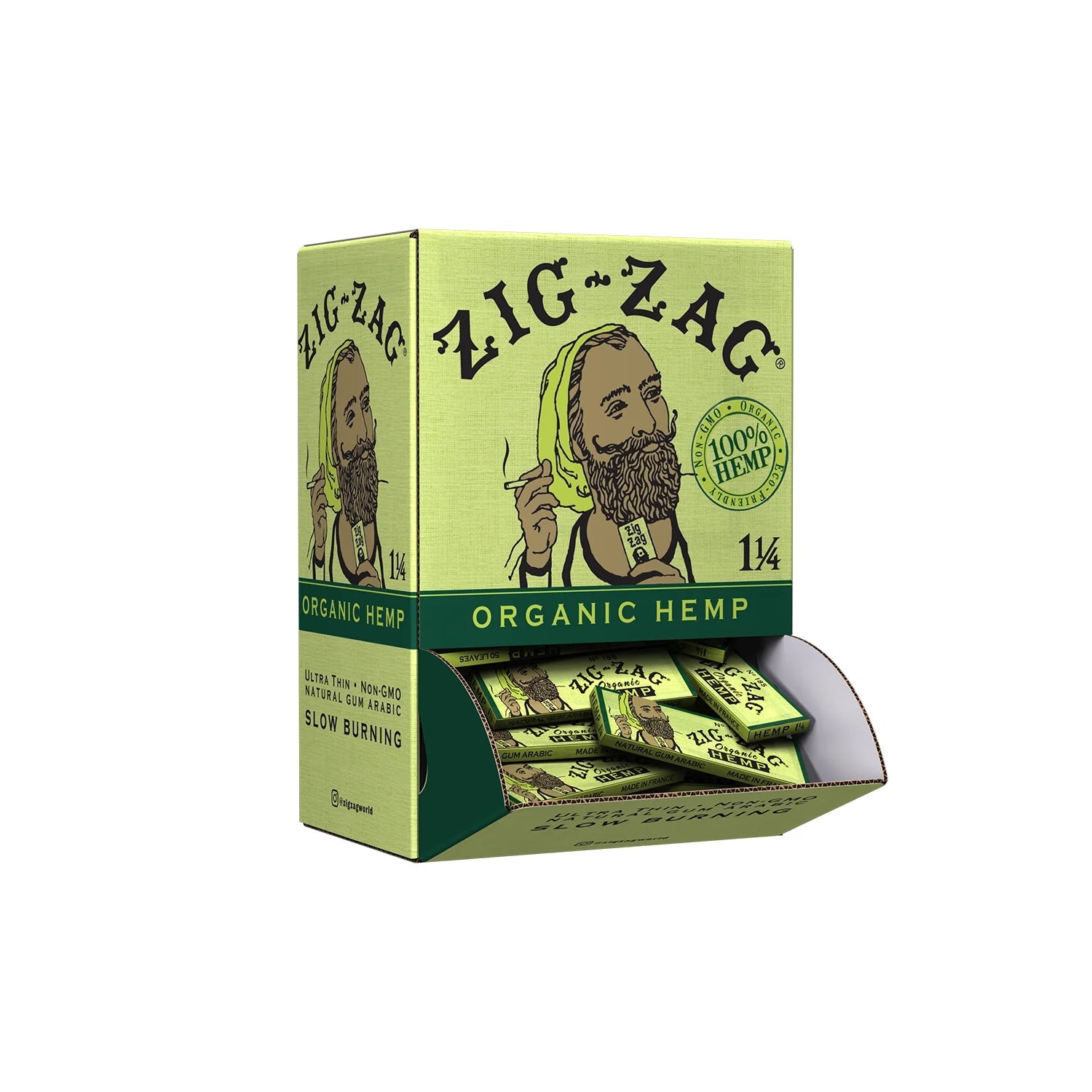 Zig Zag - 1 1/4 Size Organic Hemp Feeder Display - Rolling Papers (48 x 50 Papers) - MK Distro