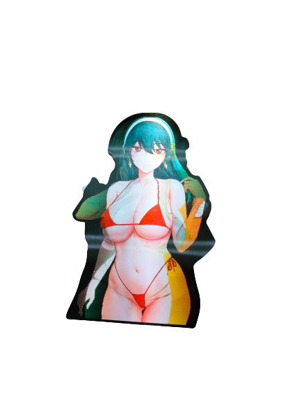 Holographic 3D Sticker - Bathing Suit Anime Character - MK Distro