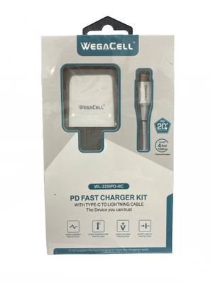 WegaCell - PD Fast Charger Kit (PD Home Charger + 4ft Type-C to Lightning Cable) - Electronics (20W Output) - MK Distro