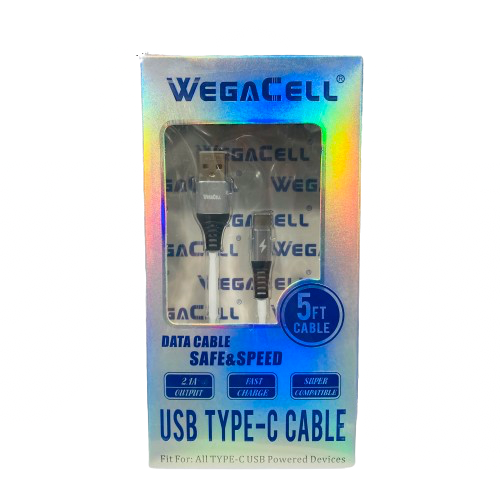 WegaCell - 5ft Safe & Speed Data Cable (USB Type-C Cable) - Electronics (2.1A Output) - MK Distro