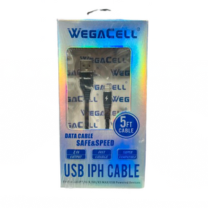 WegaCell - Fast Charge Safe & Speed 5ft Data Cable (USB to IPH) - Electronics (2.1A Output) - MK Distro