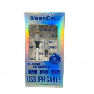 WegaCell - Fast Charge Safe & Speed 5ft Data Cable (USB to IPH) - Electronics (2.1A Output) - MK Distro