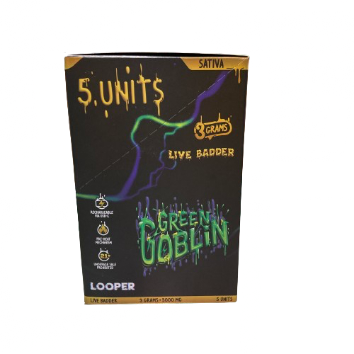 LOOPER - Limited Edition Diamond Live Badder (THC-P+HHC) - Hemp Disposables (3g x 5) - MK Distro