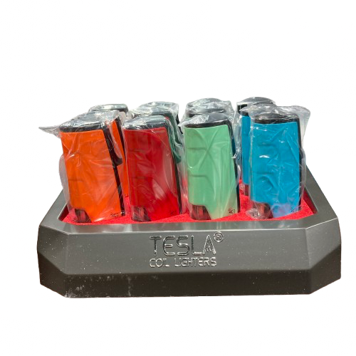 Tesla Coil - 3 Torch Side Press (61809-T) - Triple Flame Refillable Lighters (Box of 12)