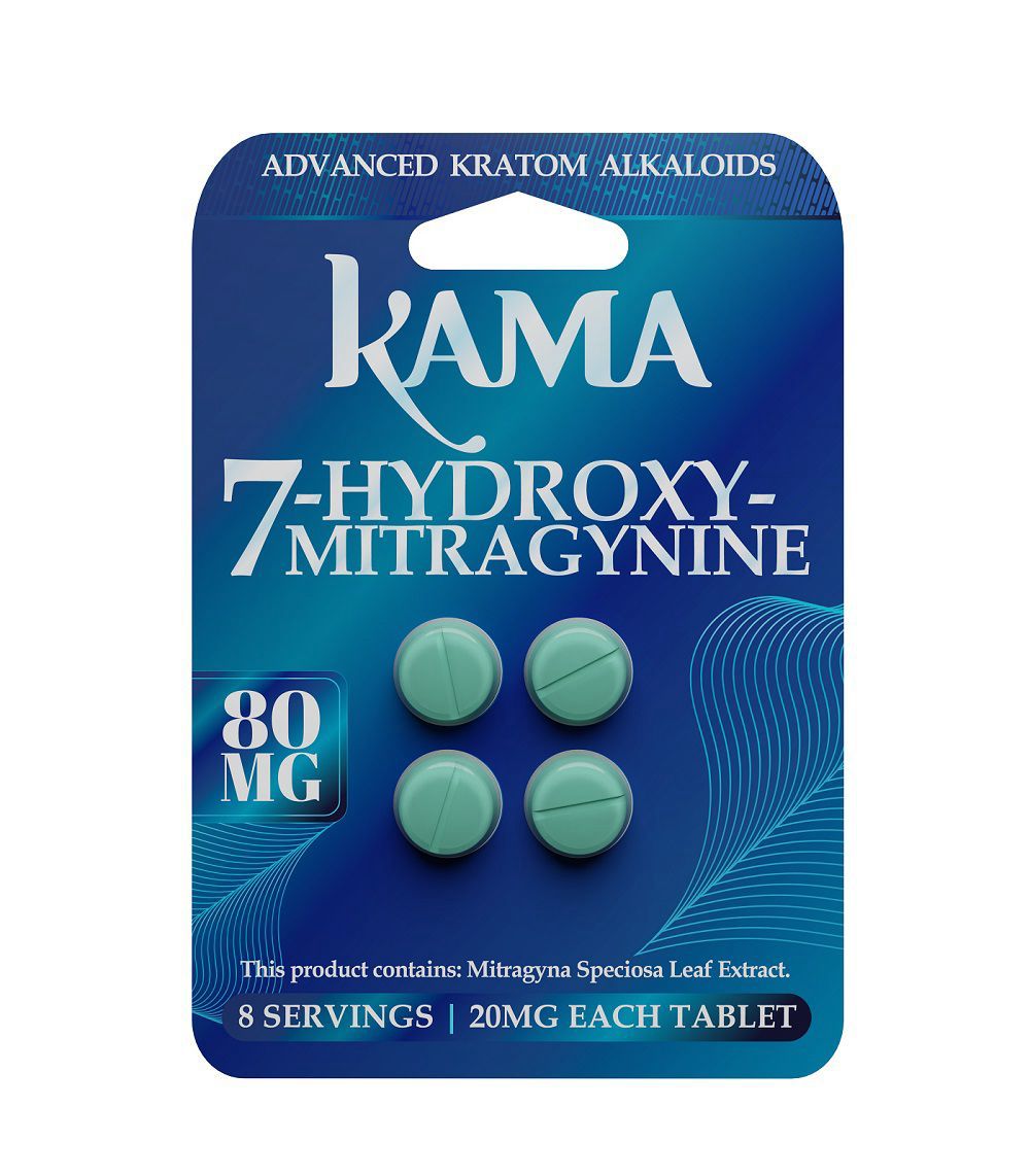 Kama - 7-Hydroxymitragynine Tablets (20mg x 4ct) - Kratom Capsules (Box of 10)