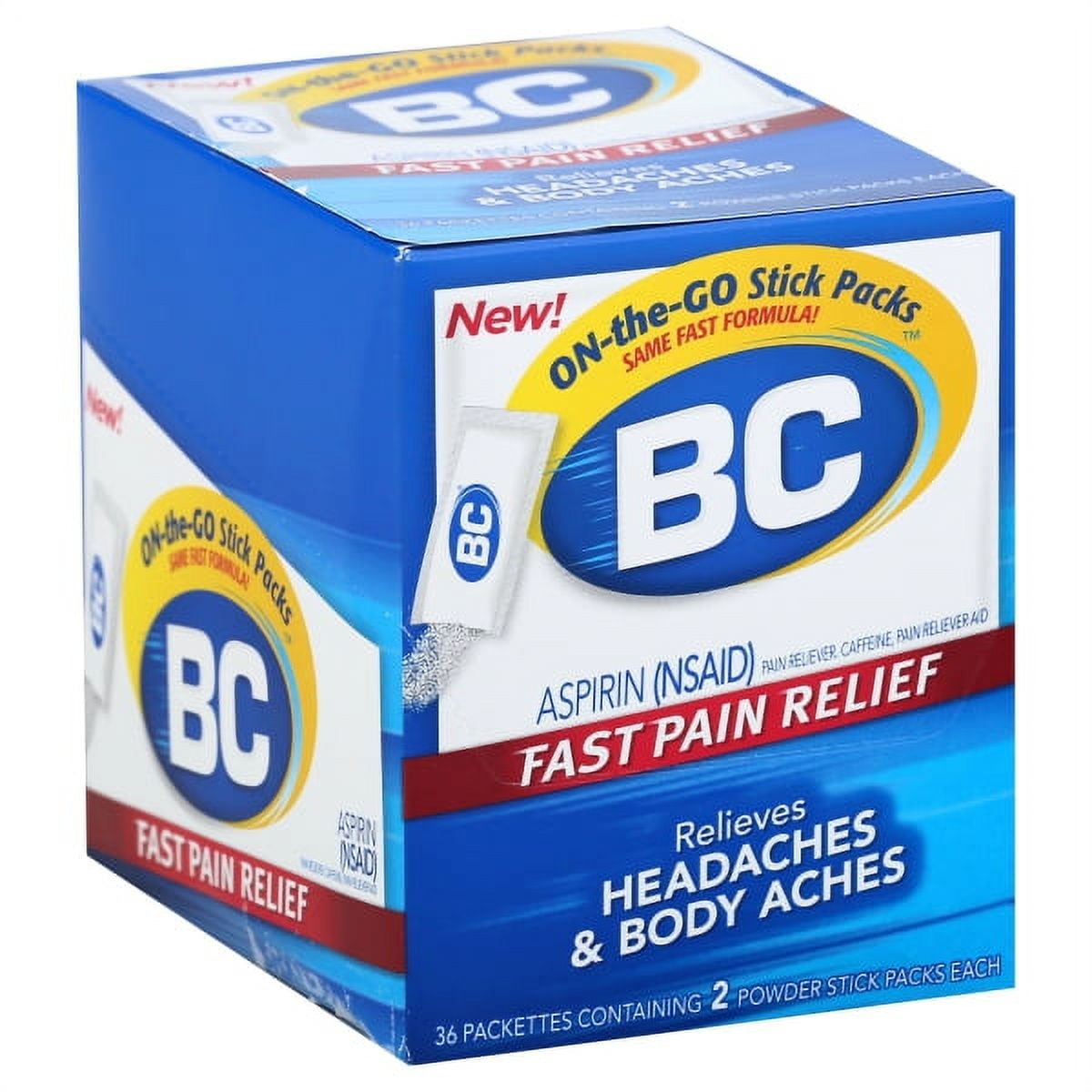 BC - Aspirin Pain Relief Powder - Medicine & First Aid (36 Packs x 2 Pouches) - MK Distro