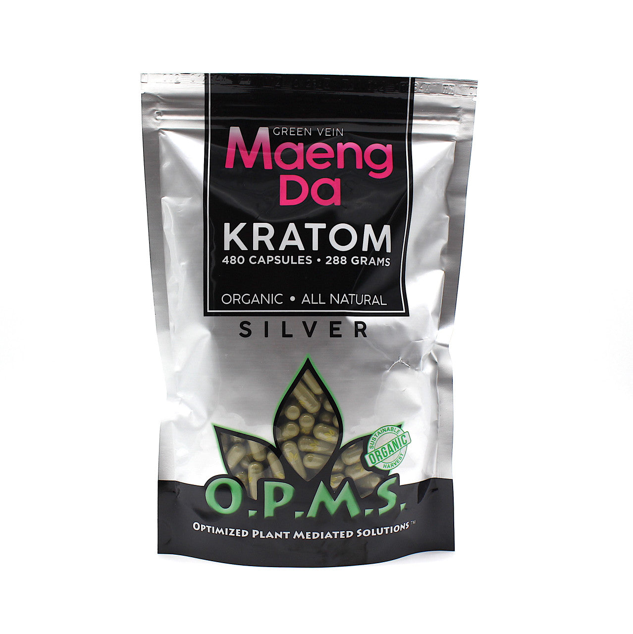 OPMS Silver - Kratom Capsules Bag (480ct / 288g) - MK Distro