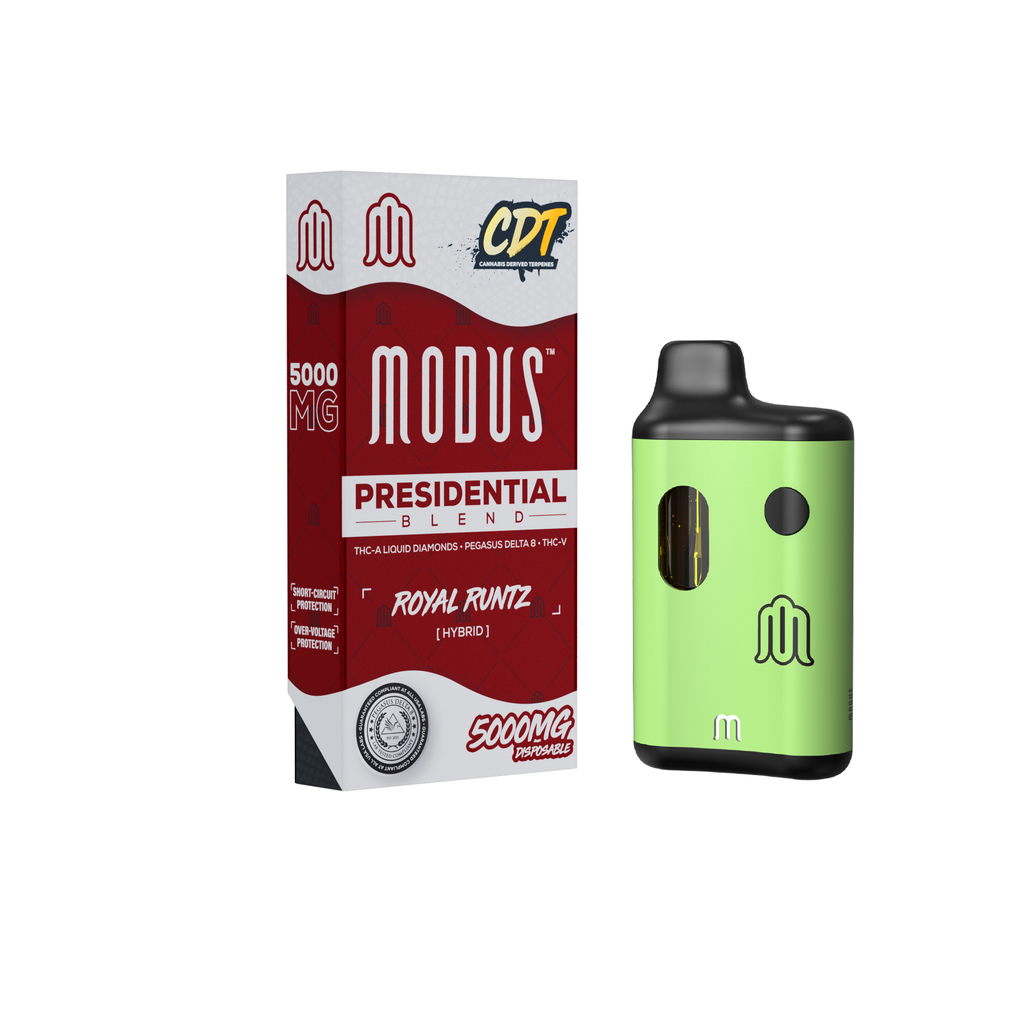 MODUS - CDT Presidential Blend (THC-A Liquid Diamond + Pegasus D8 + THC V) - Hemp Disposable (5g x 5) - MK Distro