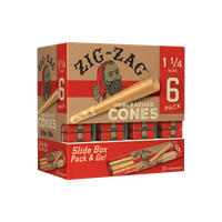 Zig Zag - 1 1/4 Size Unbleached Feeder Display - Cones (36 x 6 Cones) - MK Distro