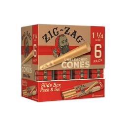 Zig Zag - 1 1/4 Size Unbleached Feeder Display - Cones (36 x 6 Cones) - MK Distro