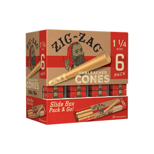 Zig Zag - 1 1/4 Size Unbleached Feeder Display - Cones (36 x 6 Cones) - MK Distro