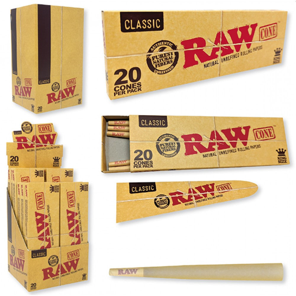 RAW - Classic King Size Pre-Rolled - Cones (12 x 20 cones) - MK Distro