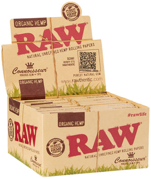 RAW - Organic Hemp Connoisseur King Size Slim + Tips - Rolling Papers (24 x 32 Papers x 40 Tips) - MK Distro