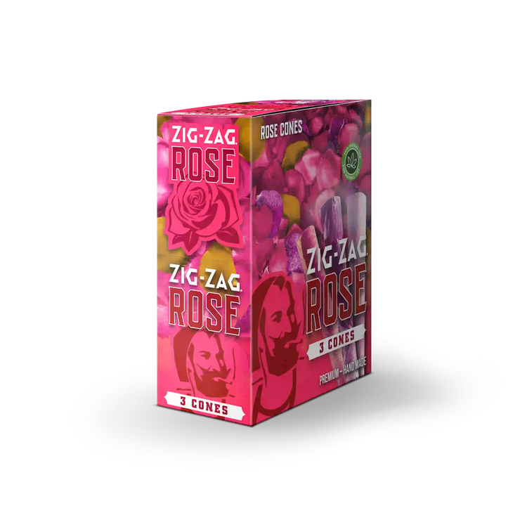 Zig Zag - Rose Premium Handmade - Cones (8packs x 3cones) - MK Distro