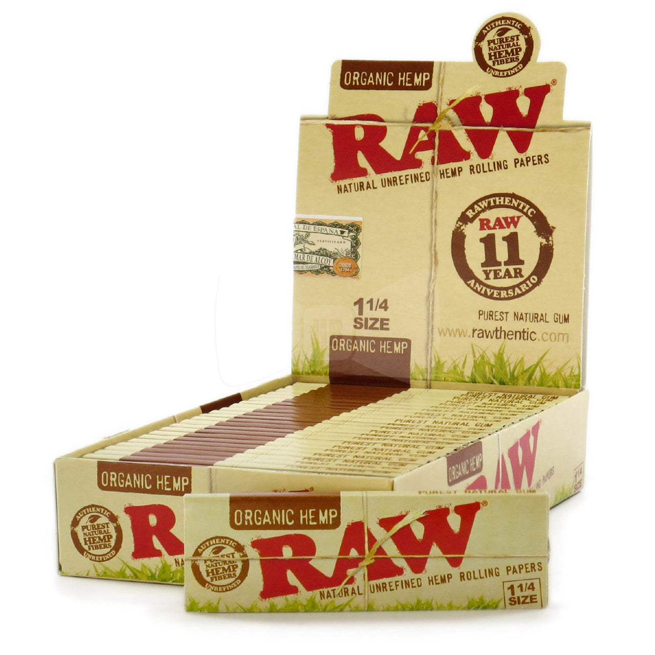 RAW - Organic Hemp 1 1/4 Size - Rolling Papers (24 x 50 papers) - MK Distro