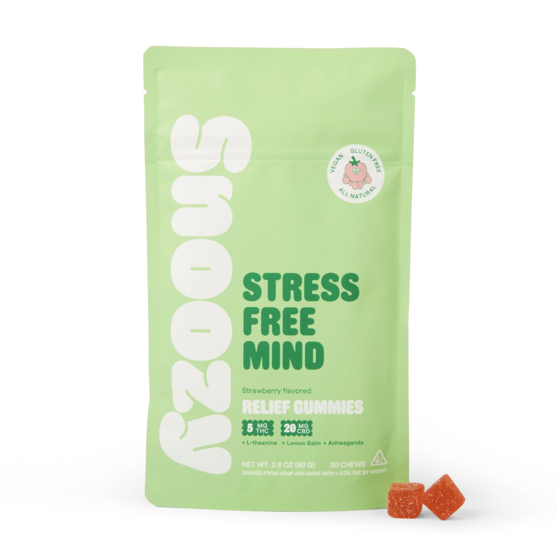 Snoozy -Stress Free Mind (Relief Gummies - 5mg THC +20mg CBD - Pack of 20 Gummies