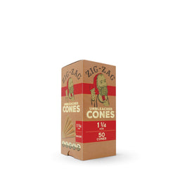 Zig Zag - 1 1/4 Size Mini Bulk Unbleached - Cones (Box of 50) - MK Distro