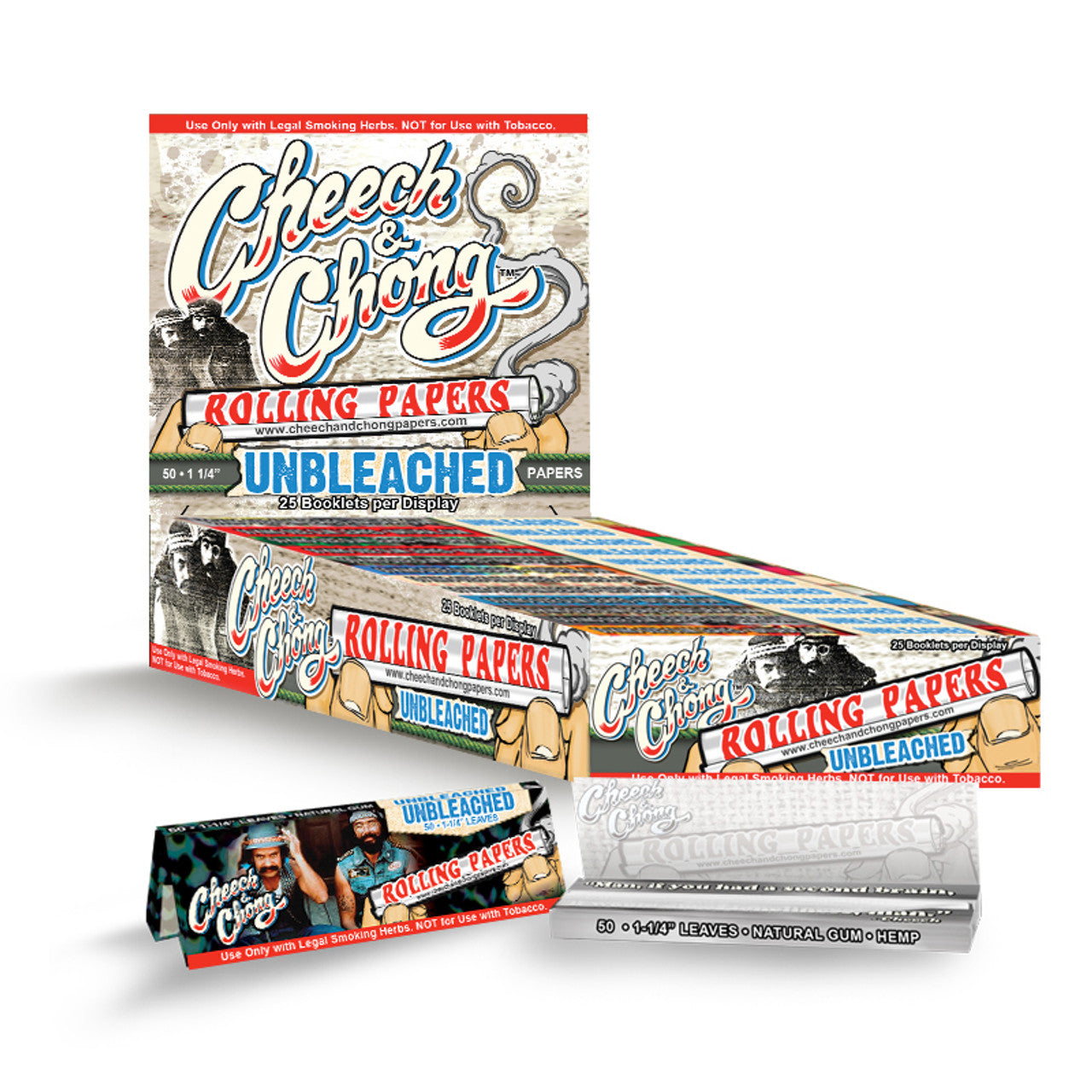 Cheech And Chong - Unbleached Papers 1 1/4 Size - Rolling Papers (24 x 50 Papers) - MK Distro