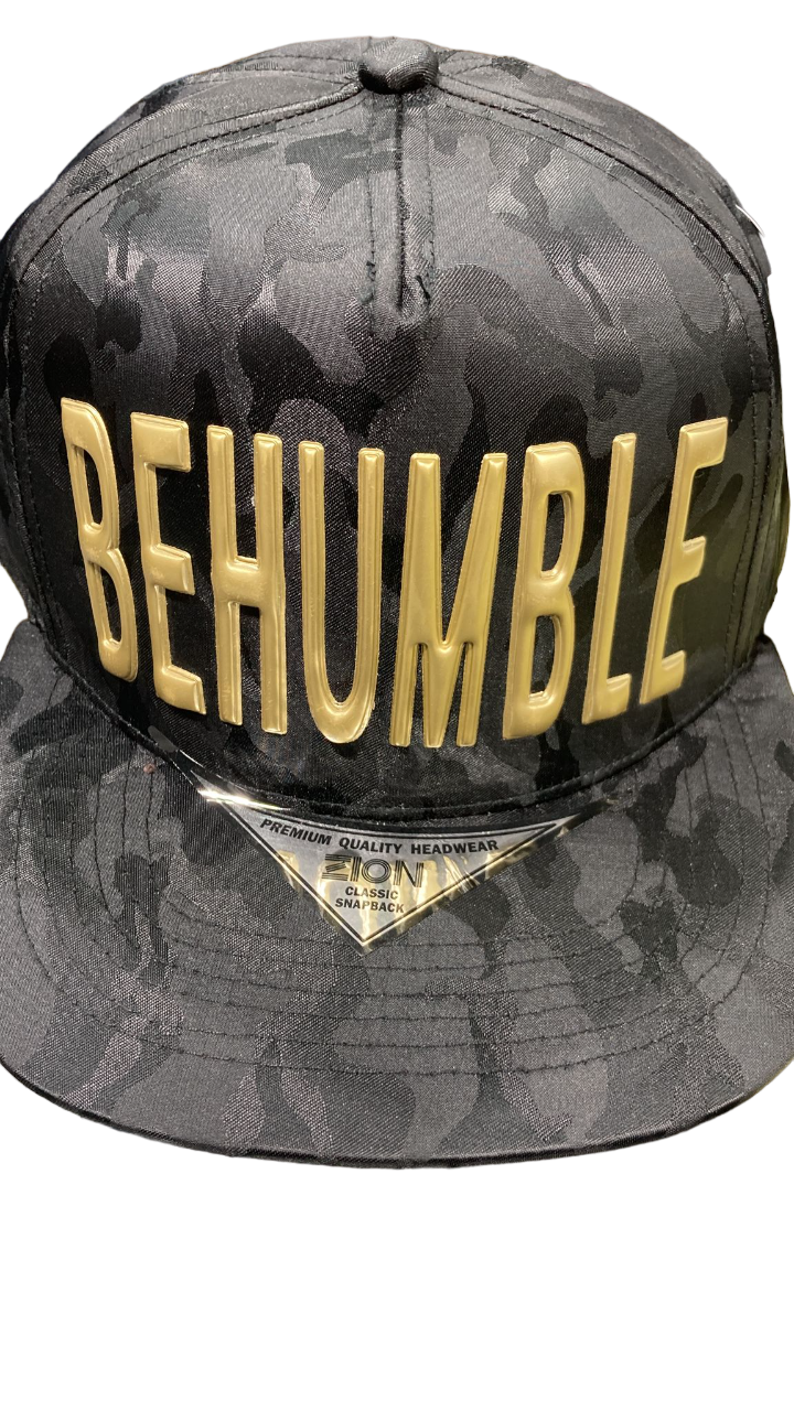 Adjustable Baseball Hat - BE HUMBLE Gold Patch (Black/Camo) - MK Distro