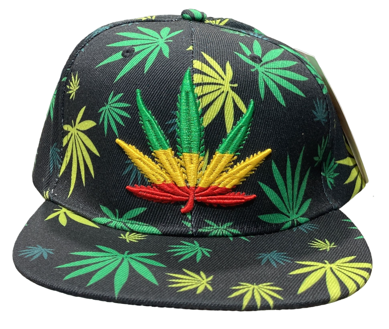 Adjustable Baseball Hat - Rasta Marijuana Patch (Black/Rasta) - MK Distro