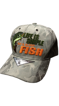 Adjustable Baseball Hat - Life is Simple Fish (Gray/Camo) - MK Distro