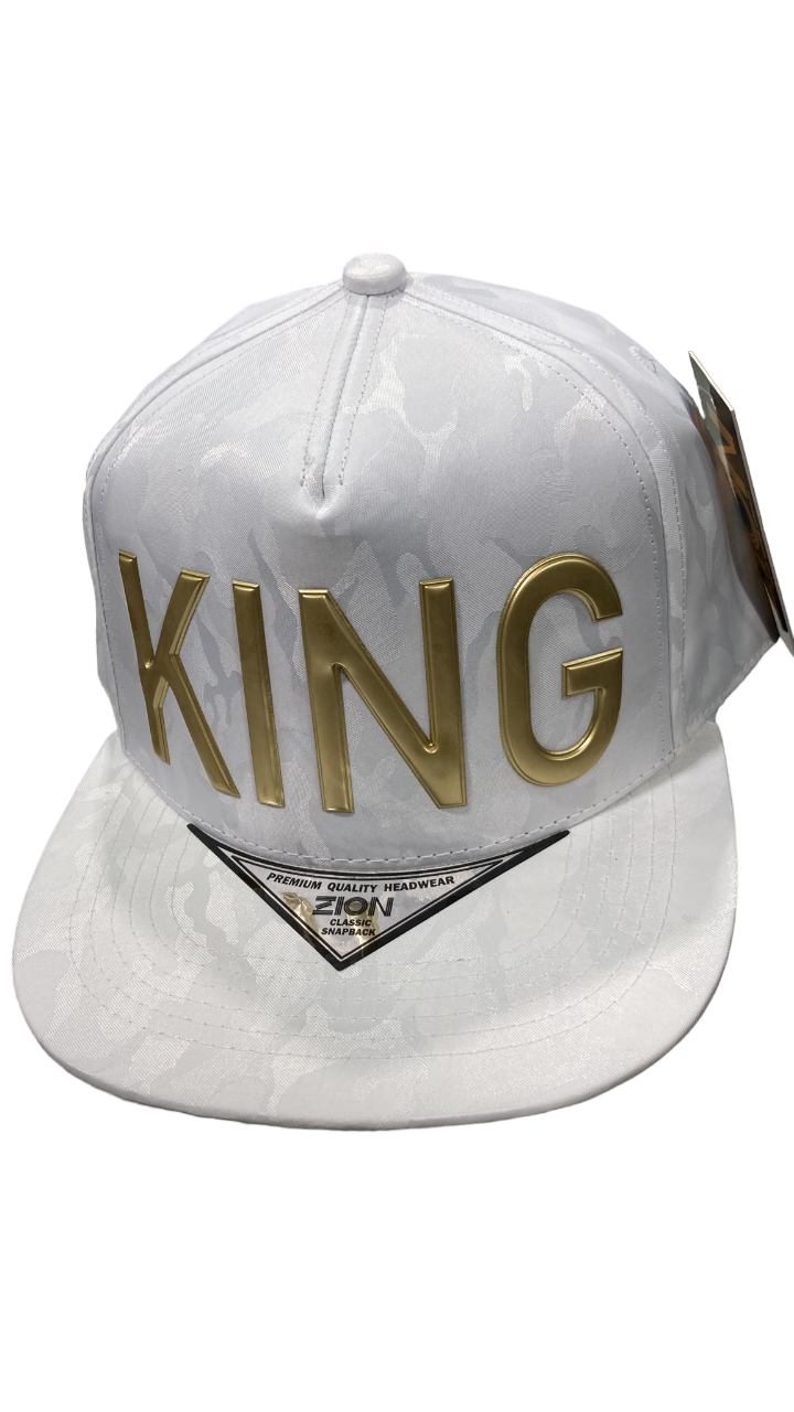 Adjustable Baseball Hat - King (White/Camo) - MK Distro