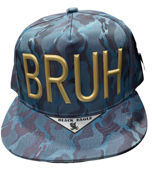 Adjustable Baseball Hat - BRUH (Blue/Camo) - MK Distro